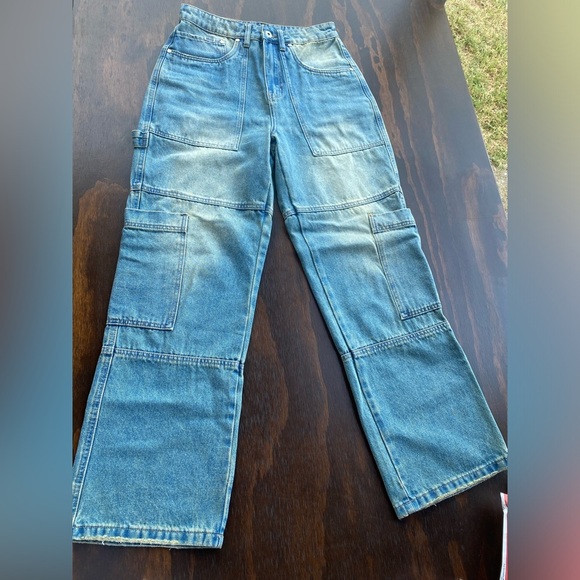 Anthropologie The Ragged Priest Blue Relaxed Wide Fit Jeans with Natural Fading - Picture 5 of 11